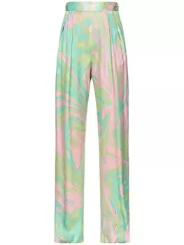 PINKO прямые брюки с абстрактным принтом, розовый