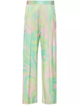 PINKO прямые брюки с абстрактным узором, зеленый