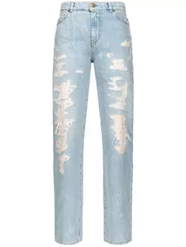 PINKO прямые джинсы с эффектом потертости, синий