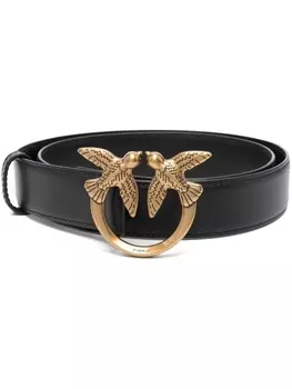Ремень женский PINKO кожаный с пряжкой Love Birds, черный