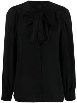 PINKO рубашка с бантом и длинными рукавами, черный