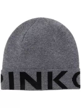 PINKO шапка-бини с логотипом и жаккардом, серый