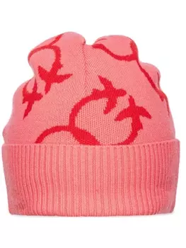 PINKO шапка бини с жаккардовым логотипом, розовый