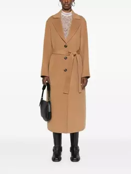 PINKO шерстяное пальто с поясом, коричневый