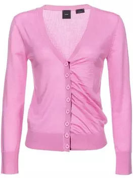 PINKO шерстяной кардиган со сборками, розовый