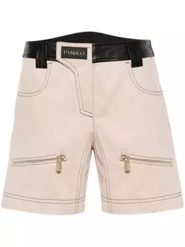 PINKO шорты Scilla со вставками из кожи, нейтральный цвет