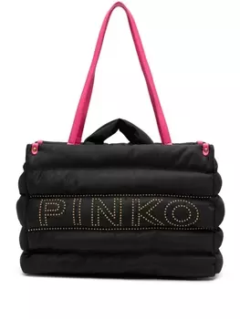 PINKO стеганая сумка-тоут с логотипом, черный