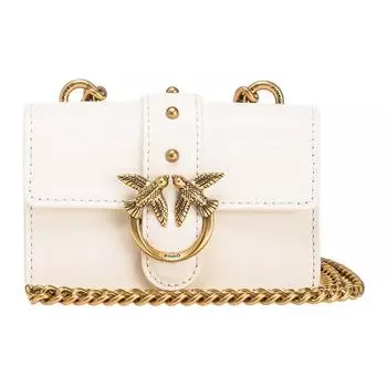 PINKO Сумка через плечо из коровьей кожи, мини, женская, белая