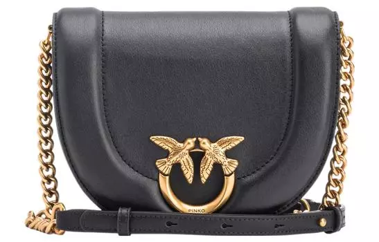 PINKO Сумка через плечо из коровьей кожи, мини, женская, черная