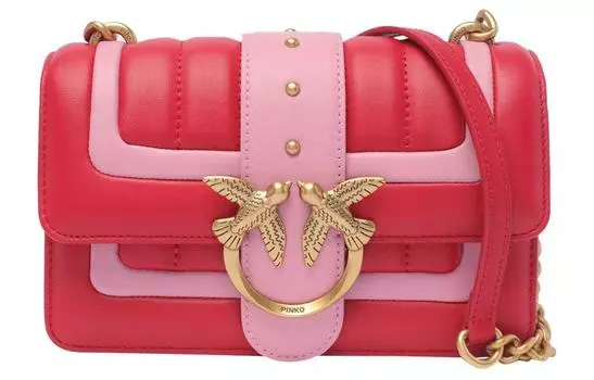 PINKO Сумка через плечо из овчины серии LOVE, женская, красного и розового цвета