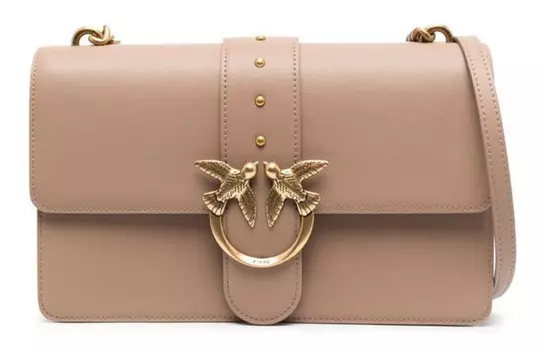 PINKO Сумка через плечо из телячьей кожи, женская, коричневого цвета