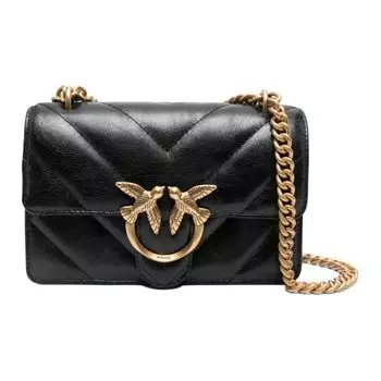PINKO Сумка через плечо из телячьей кожи, мини, женская, черная