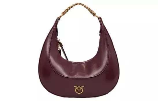 PINKO Сумка из коровьей кожи, мини-сумка через плечо, женская, бордового цвета
