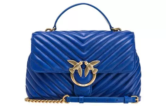 PINKO Сумка из овчины в стиле пэчворк с коровьей кожей, женская, через плечо, синяя