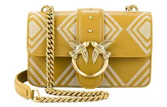 PINKO Сумка SIMPLY из овчины с ласточкой, сумка через плечо, женская, горчично-желтая