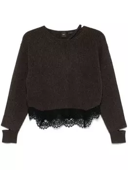 PINKO свитер с кружевной отделкой, коричневый
