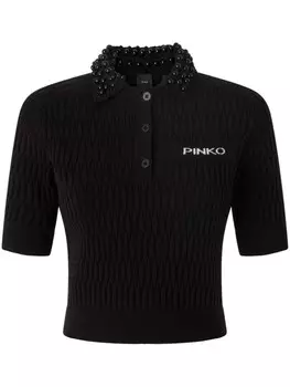 PINKO свитер с вышитым логотипом, черный