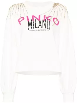 PINKO толстовка с кристаллами и логотипом, белый