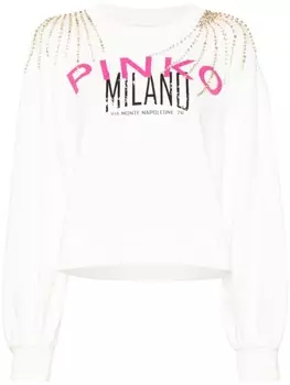 PINKO толстовка с кристаллами и логотипом, белый