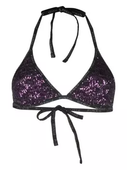 PINKO топ бикини с пайетками и логотипом, фиолетовый