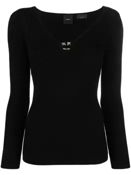 PINKO топ Love Birds в рубчик, черный