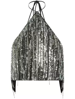 PINKO топ с пайетками, серебряный