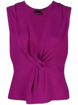 PINKO топ с V-образным вырезом и сборками, фиолетовый