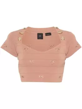 PINKO топ с вышивкой Love Birds, нейтральный цвет