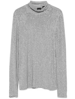 PINKO топ, украшенный стразами, серый