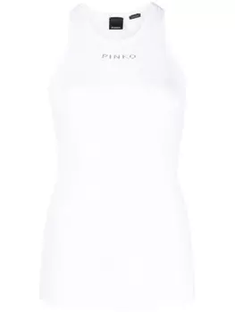 PINKO топ в рубчик с логотипом, белый