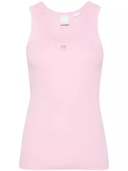PINKO топ в рубчик с принтом Love-Birds, розовый