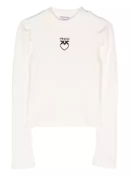 Pinko топ в рубчик с вышитым логотипом, белый