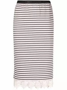 PINKO юбка-карандаш с цветочной вышивкой, нейтральный цвет