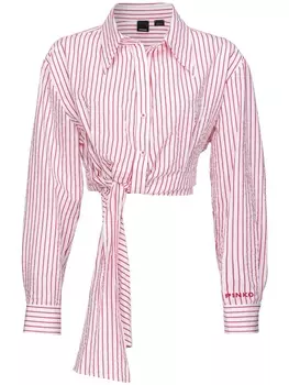 PINKO укороченная полосатая рубашка с вышитым логотипом, красный