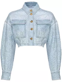 PINKO укороченный джинсовый жакет с пайетками, синий