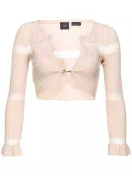 PINKO укороченный кардиган в полоску, розовый