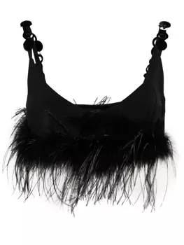 PINKO укороченный топ с перьями, черный