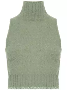 PINKO укороченный трикотажный топ, зеленый