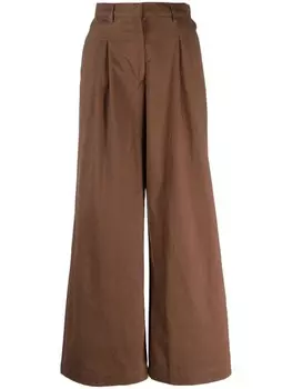PINKO wide-leg cotton trousers, коричневый