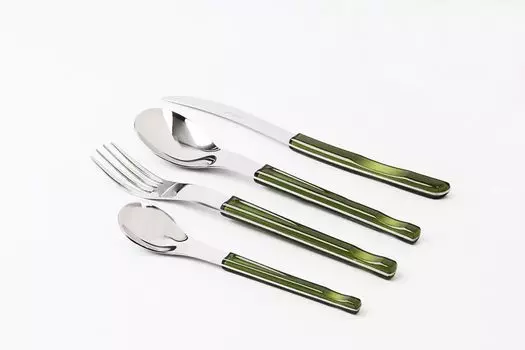 ПИНТИ КИНО 1929 24 шт. Дизайнерские столовые приборы синего, красного, зеленого, черного, фиолетового или оранжевого цвета Pintinox, синий