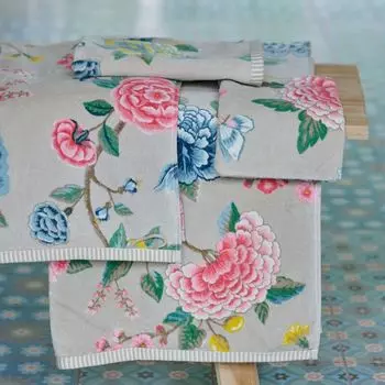 Pip Studio 100% хлопок, махровый велюр, махровая ткань 500 GSM Good Evening Khaki 16X22 Набор 3 Набор из 3 16 x 22 см 3 мочалки цвета хаки, зеленый