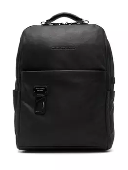 PIQUADRO кожаный рюкзак для ноутбука с логотипом, черный