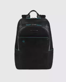 Piquadro мужской черный кожаный рюкзак на молнии