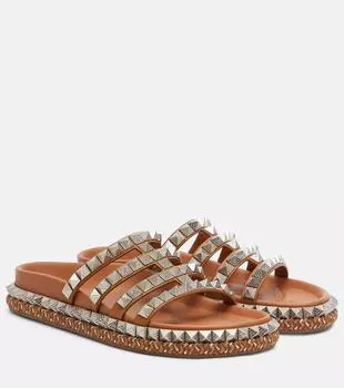 Пира Hallulila слайдеры из кожи с шипами Christian Louboutin, Terra/Lin Terra