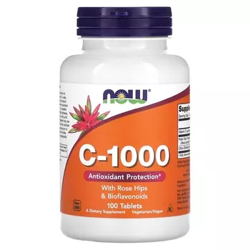 Добавка C-1000 NOW Foods с шиповником и биофлавоноидами, 100 таблеток