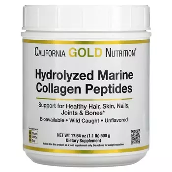Добавка California Gold Nutrition Гидролизованные пептиды морского коллагена без вкуса, 500г