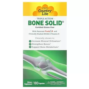 Добавка Country Life Тройное действие Bone Solid, 180 капсул