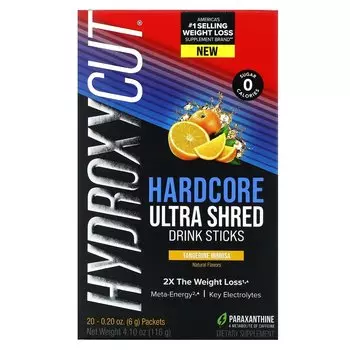 Добавка Hydroxycut Hardcore Ultra Shed Drink Sticks Tangerine Mimosa, 20 пакетов по 6 г