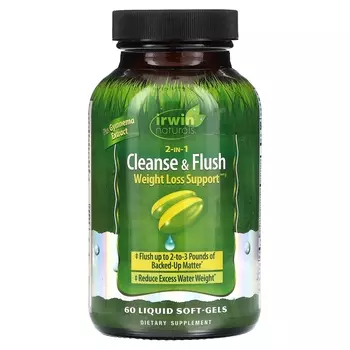 Добавка Irwin Naturals для похудения 2-в-1 Cleanse & Flush, 60 мягких капсул