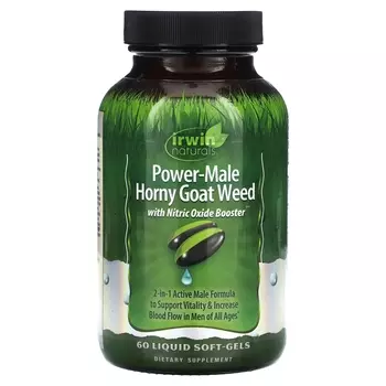 Добавка Irwin Naturals Power-Male Horny Goat Weed с усилителем оксида азота, 60 мягких капсул